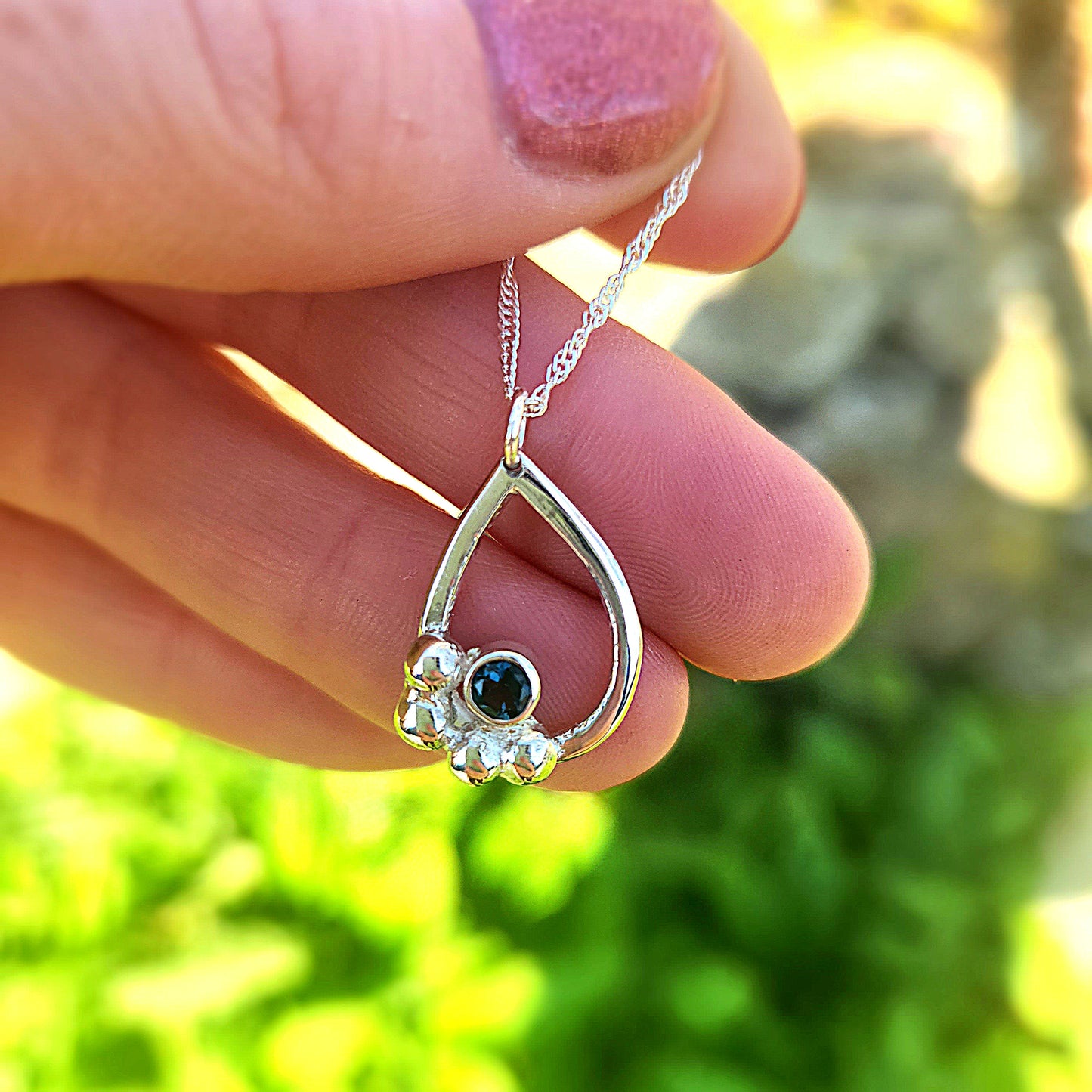 One of a kind pear drop pendant