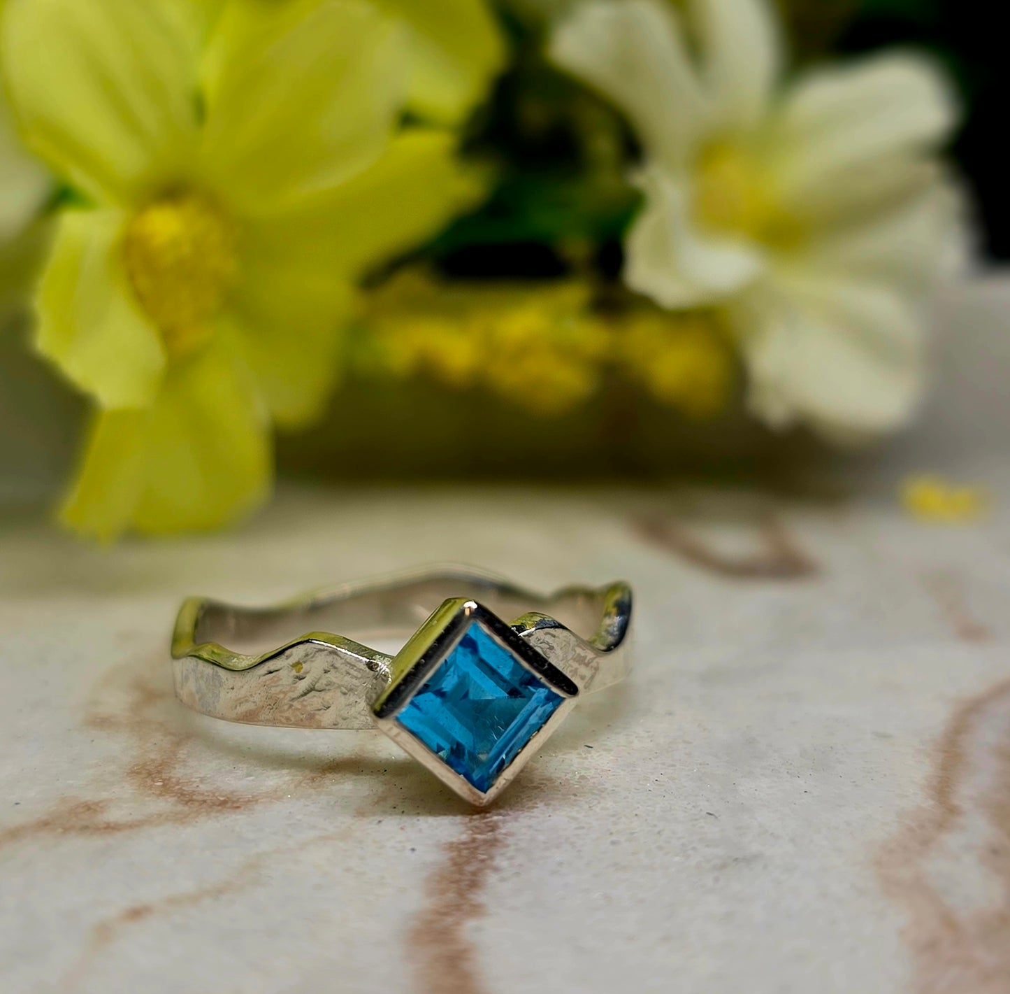Mountain silhouette Stone Set ring