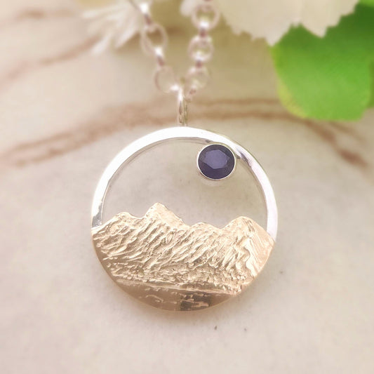 Mountain Catbells silver and Gold Pendant