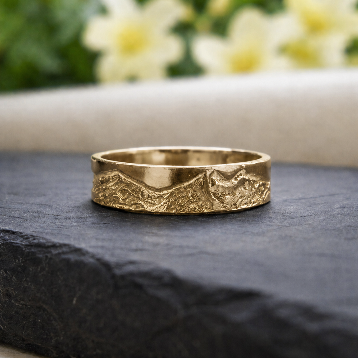 Gold Blencathra Flat Edge Ring