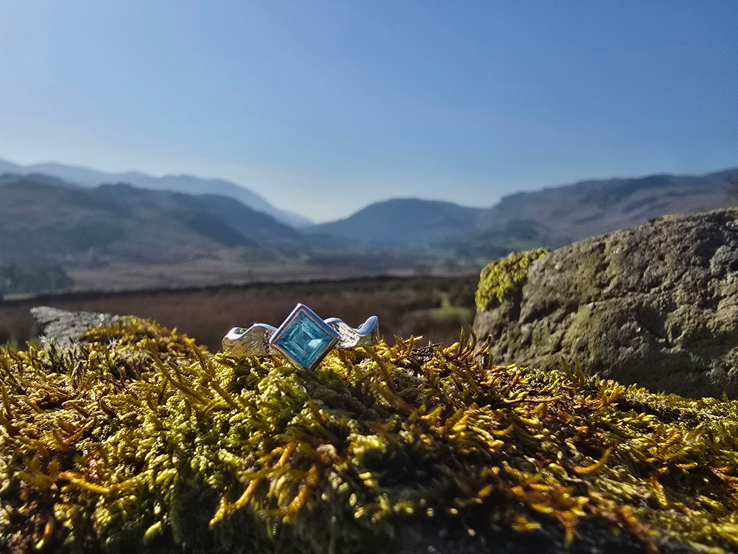 Mountain silhouette Stone Set ring