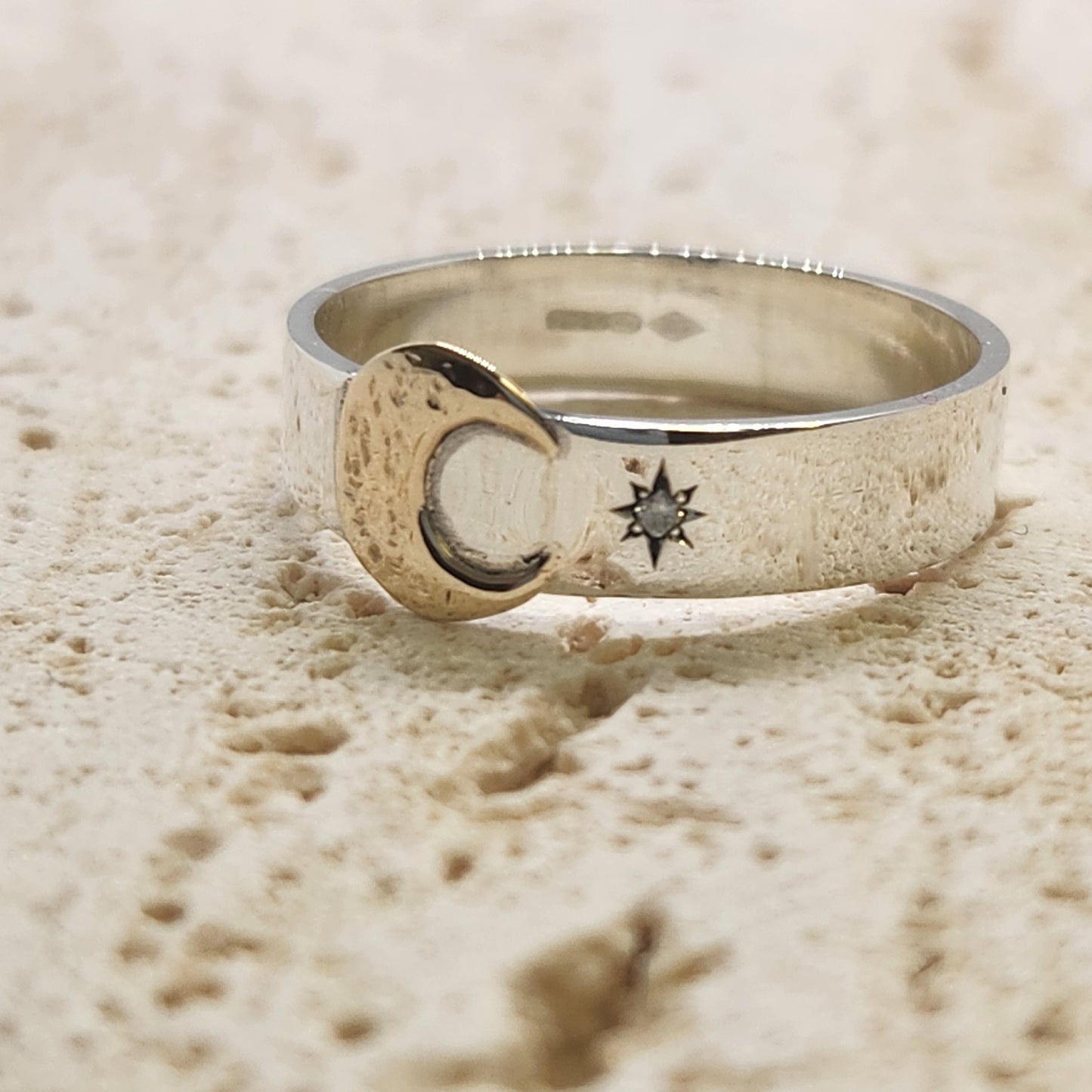 Moon and Star Ring